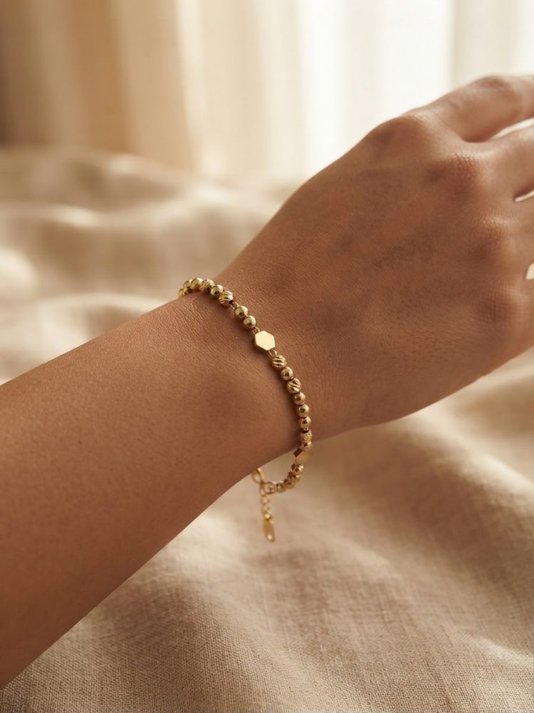 Pulsera Hexágonos y Balines Diamantados