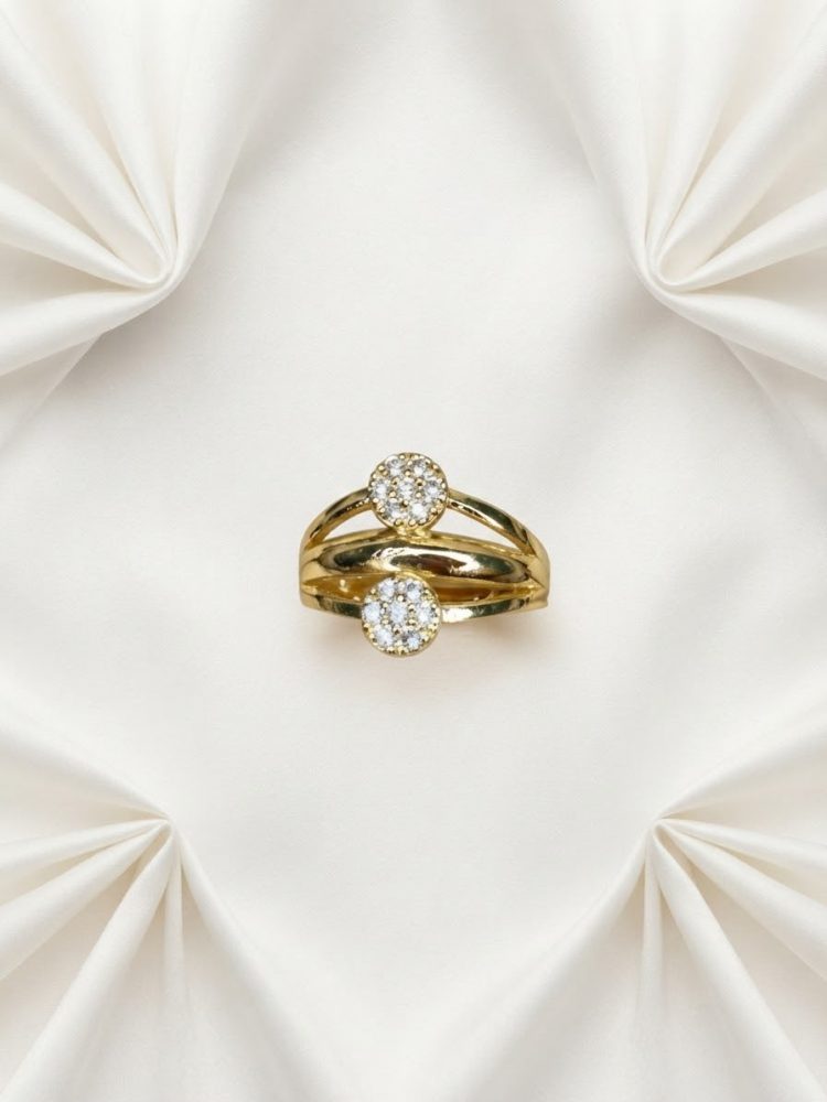 Anillo Ajustable Doble Roseta Pavé