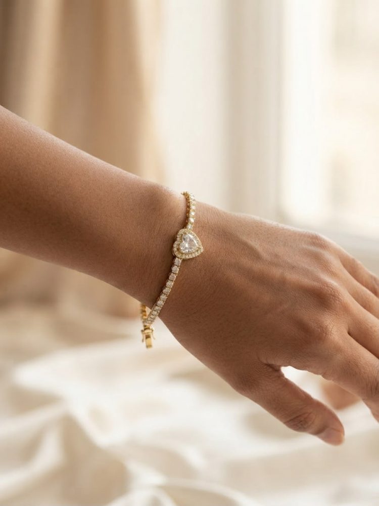Pulsera Tennis Corazón con Circonias