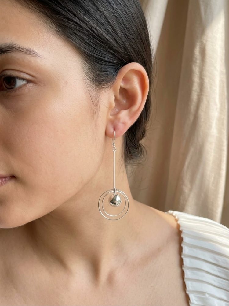 Aretes Largos Barra, Aros y Esfera