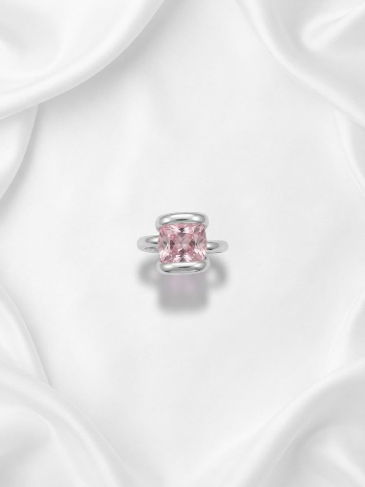 Anillo Gema Rosa Solitario