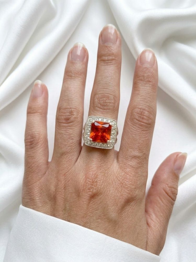 Anillo Cóctel Gema Naranja