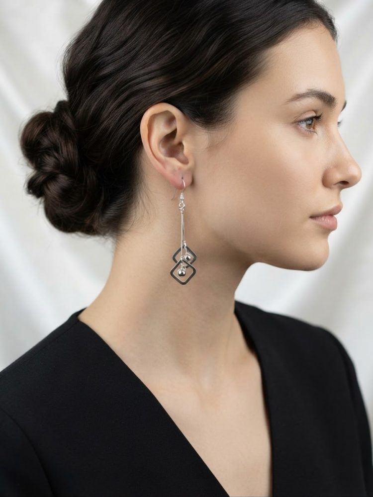 Aretes Colgantes Rombos y Barra