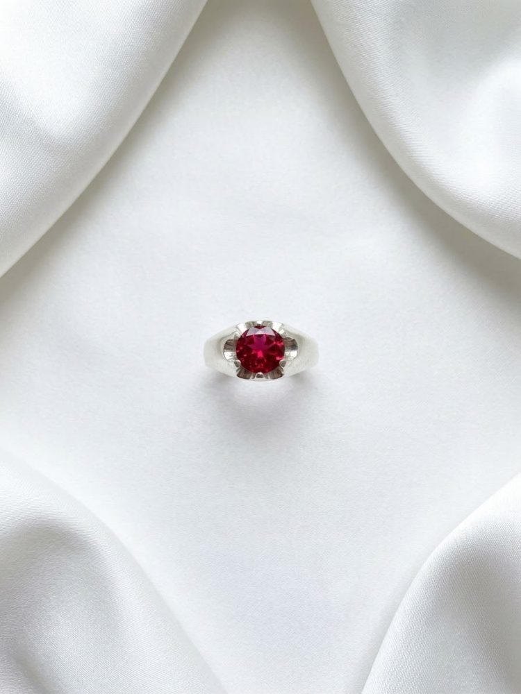 Anillo Solitario Piedra Roja