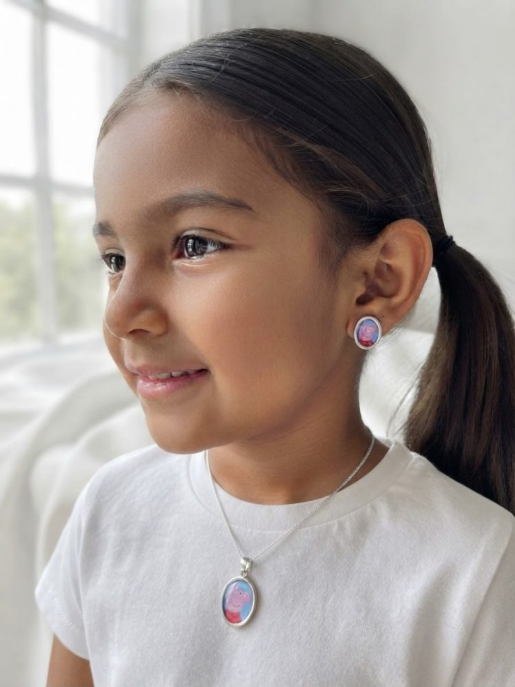Set Dije y Aretes Peppa Pig Oval
