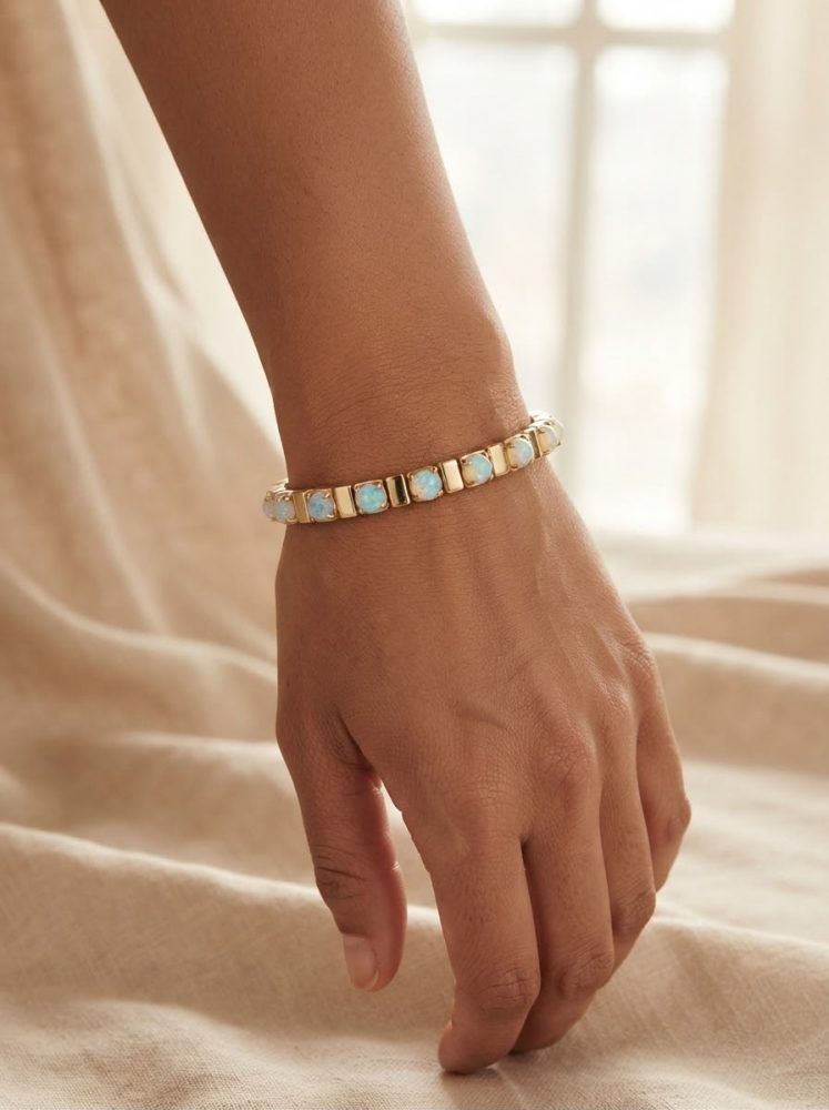 Pulsera Rígida con Incrustaciones Ópalo