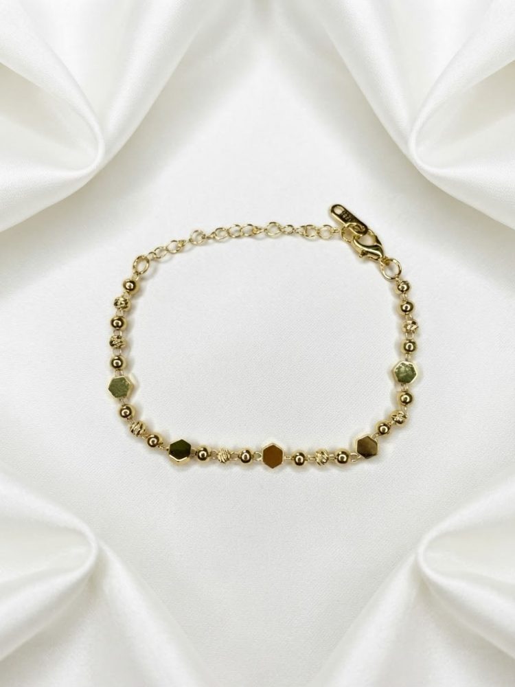 Pulsera Hexágonos y Balines Diamantados