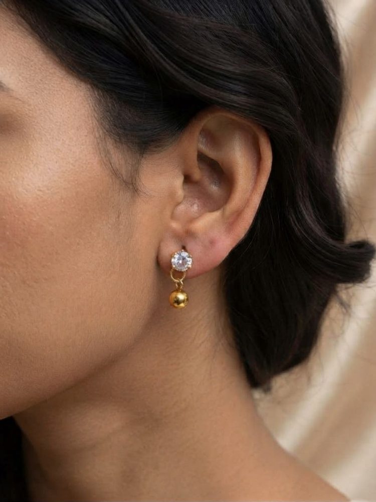 Aretes Colgantes Esfera y Circonia