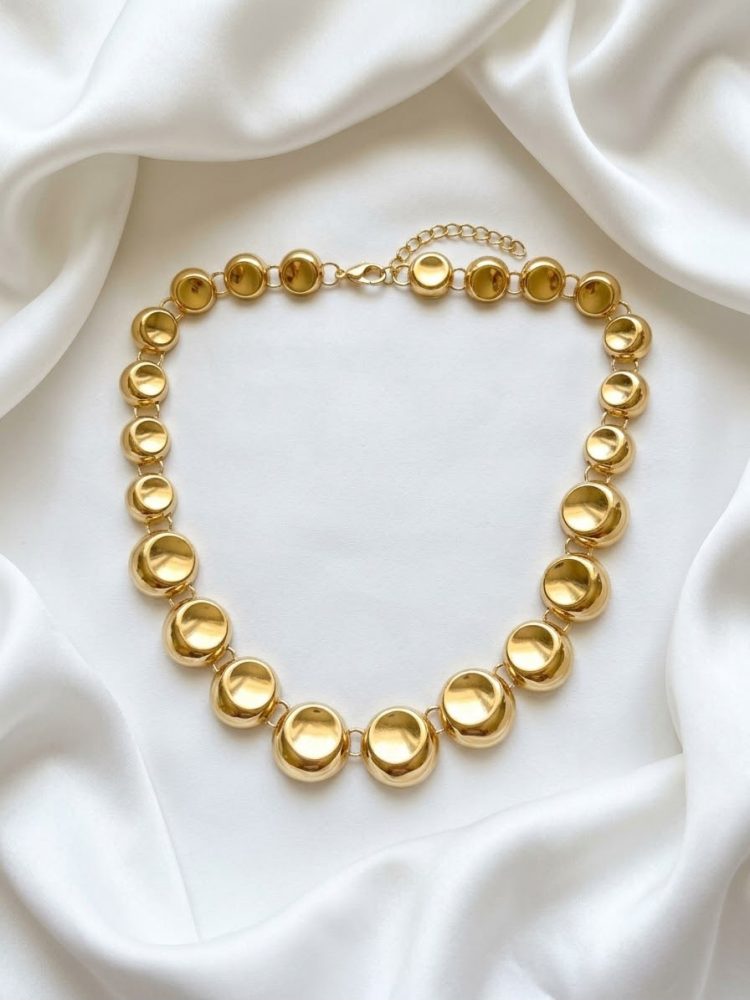 Collar Gargantilla Discos Cóncavos Dorados
