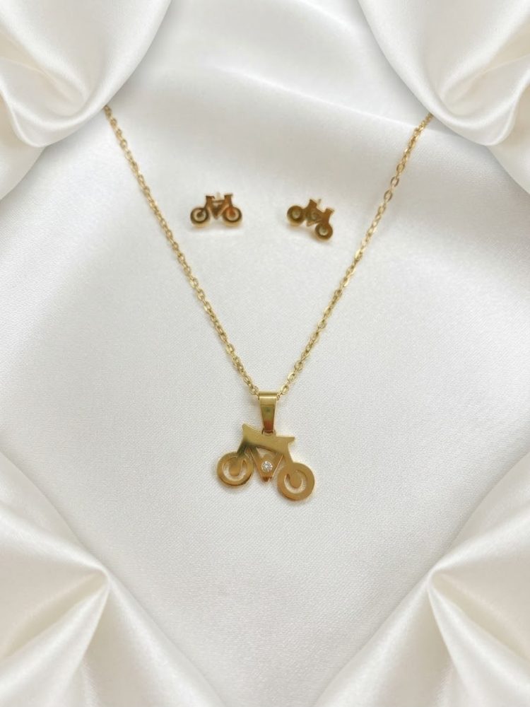 Set Collar y Aretes Bicicleta