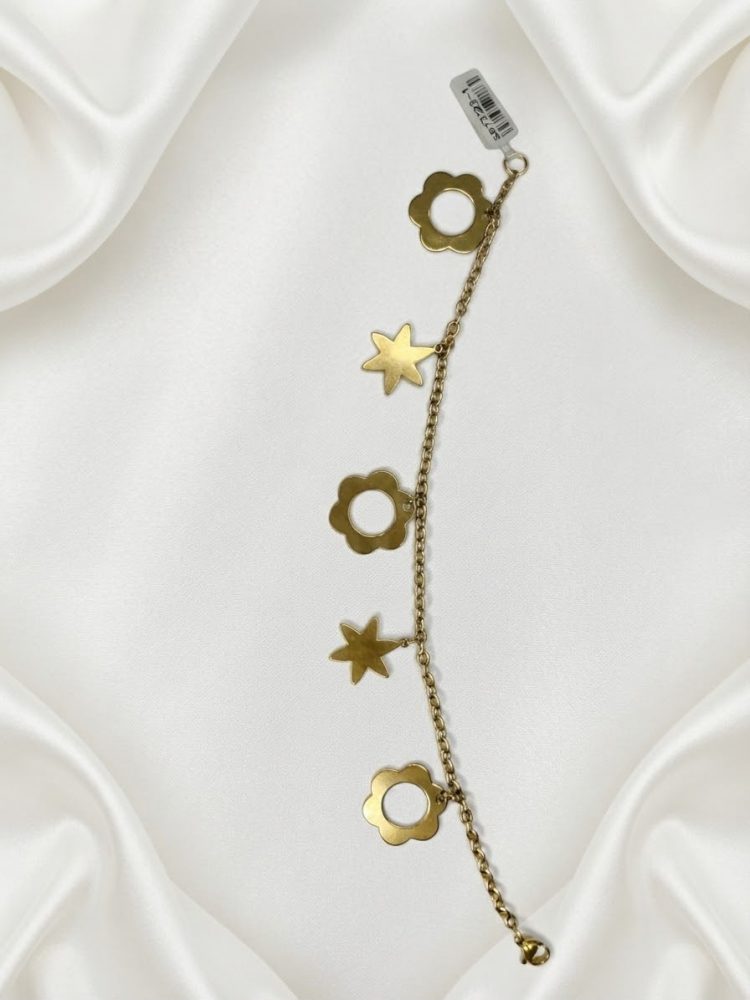 Pulsera Cadenita Dijes Flores y Estrellas