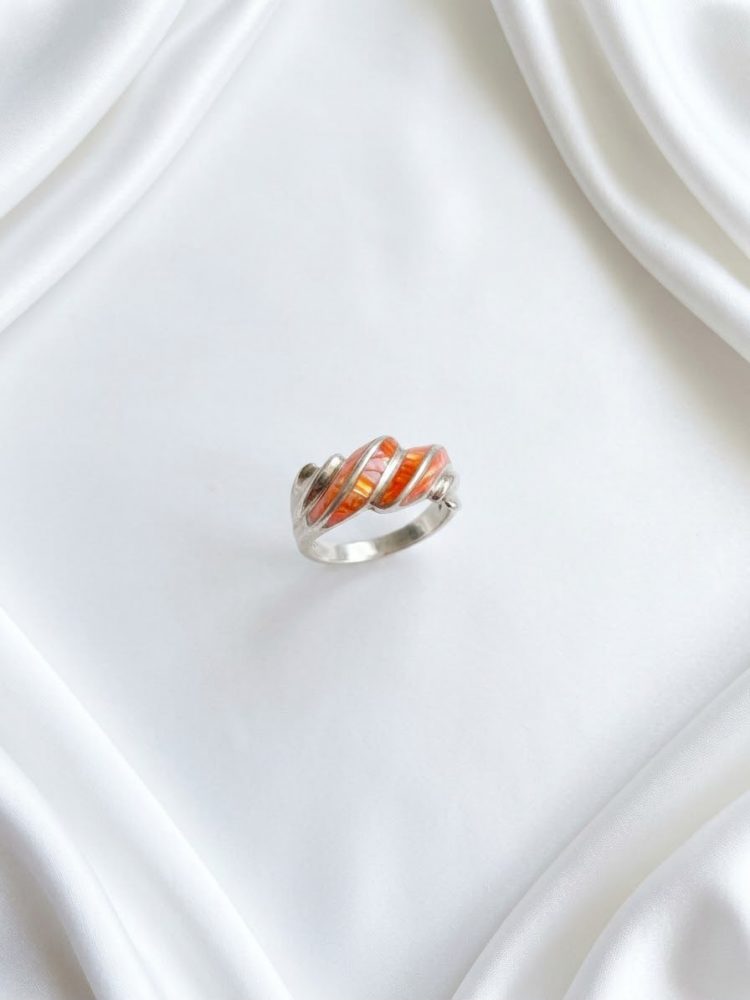 Anillo Espiral Nácar Naranja