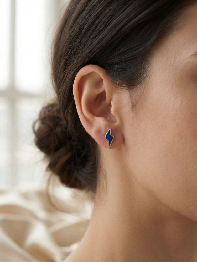 Broqueles Rayo Esmaltado Azul Rey