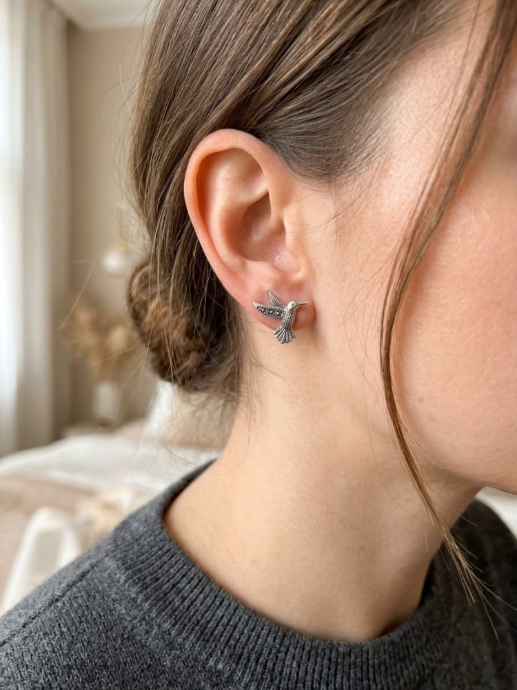 Aretes Broquel Colibrí Marquesitas