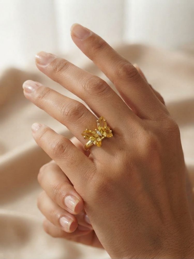 Anillo Mariposa Cristal Amarillo