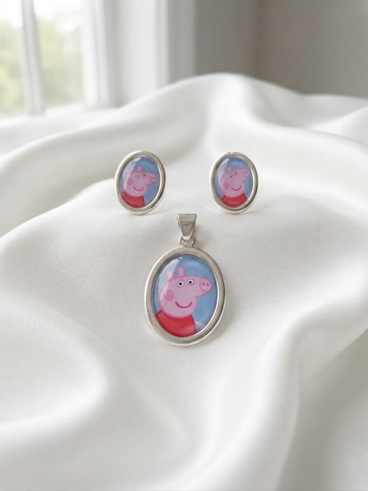Set Dije y Aretes Peppa Pig Oval