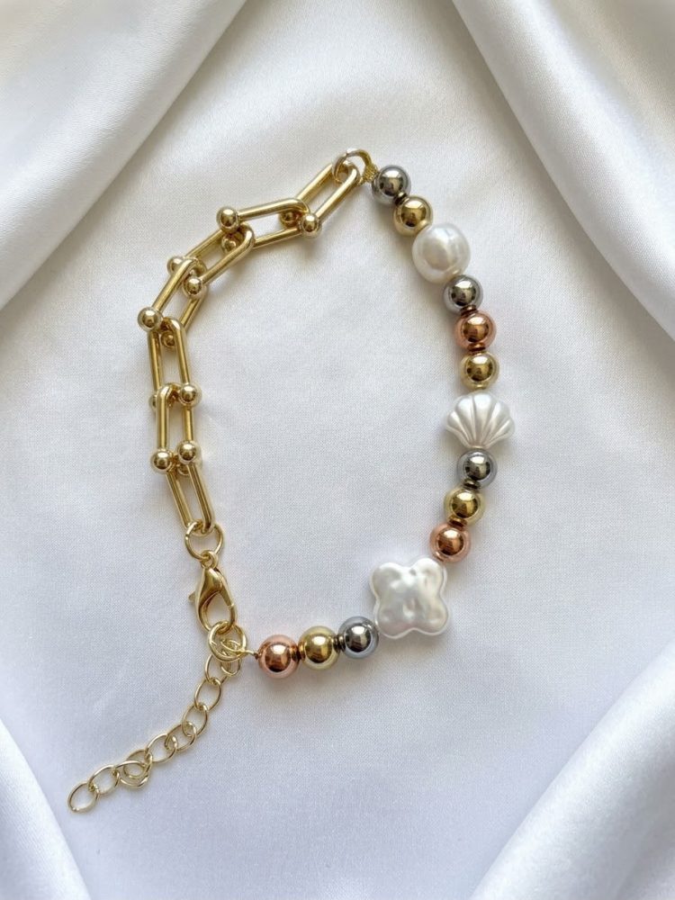 Pulsera Mixta Eslabones y Elementos Marinos