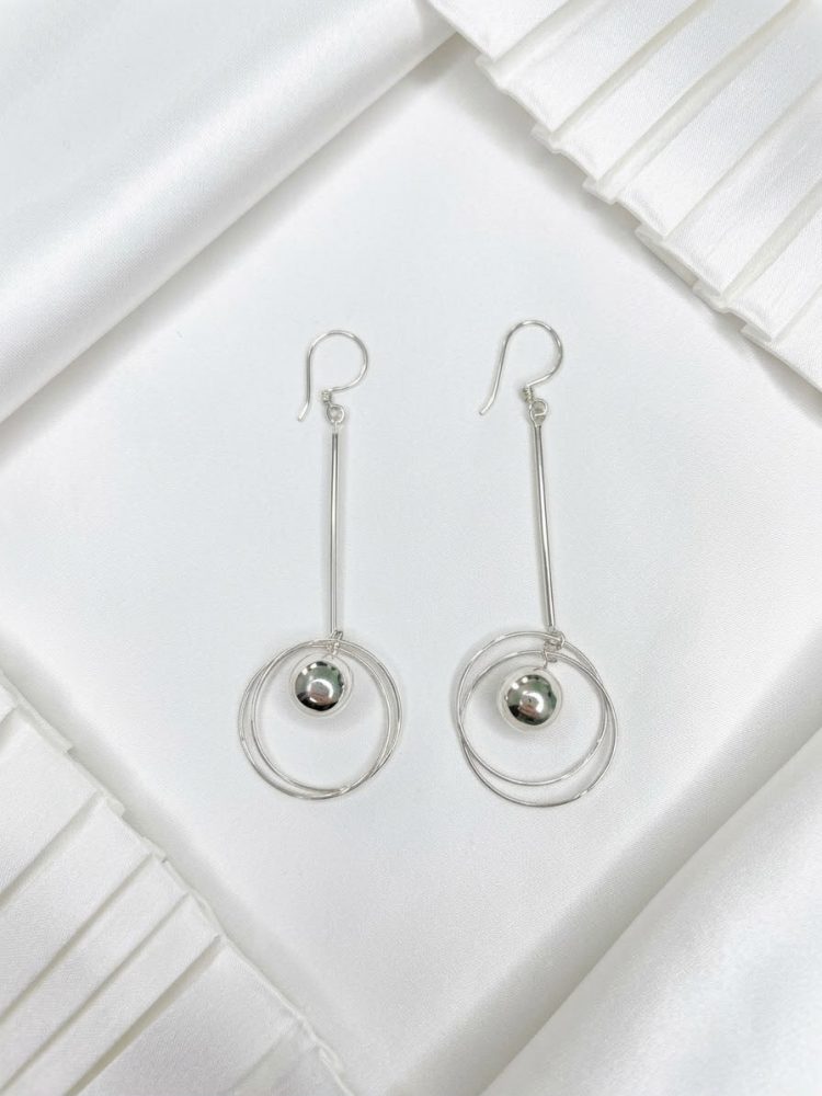 Aretes Largos Barra, Aros y Esfera