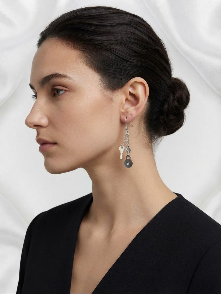 Aretes Colgantes Llave y Candado