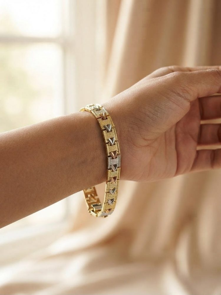 Pulsera Rectangular Tricolor Diamantada