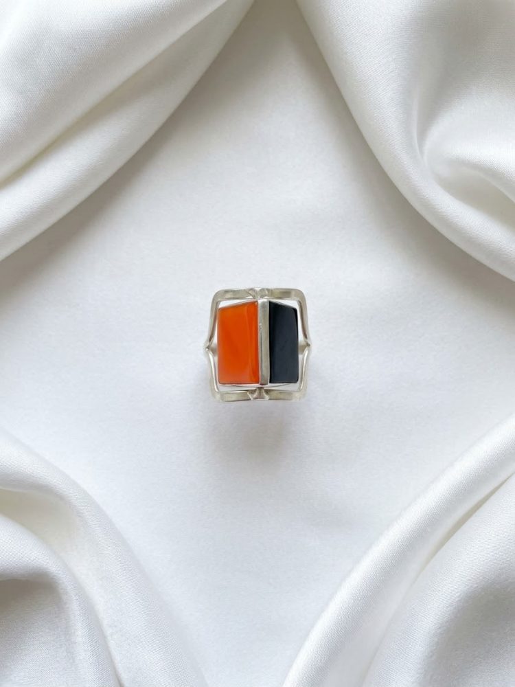 Anillo Giratorio Bicolor Naranja y Negro