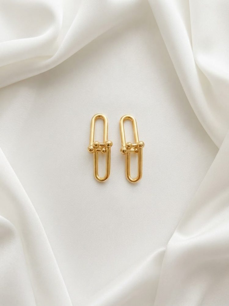 Aretes Eslabón Alargado Industrial