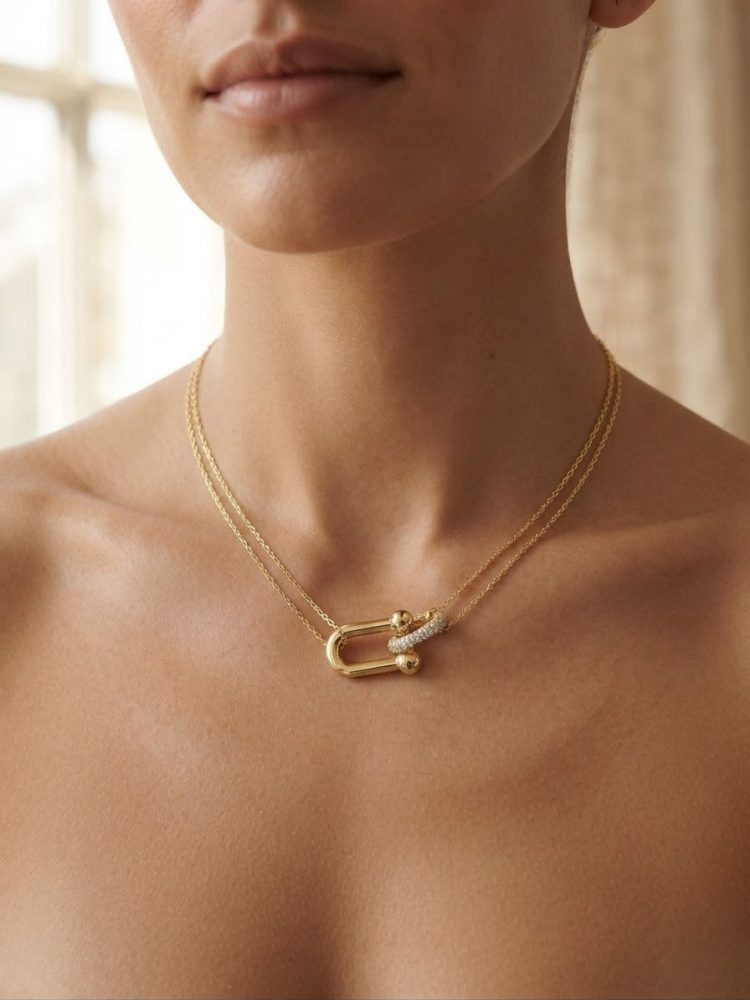 Collar Doble Hilo Eslabón Candado