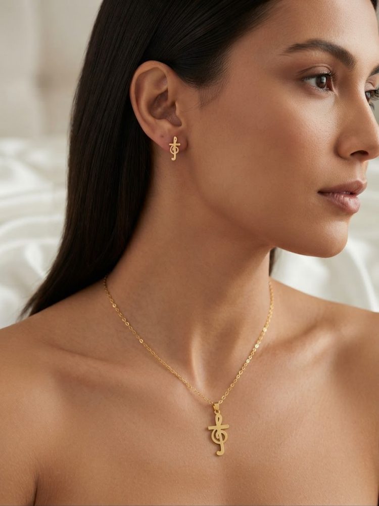 Juego Collar y Aretes Clave de Sol