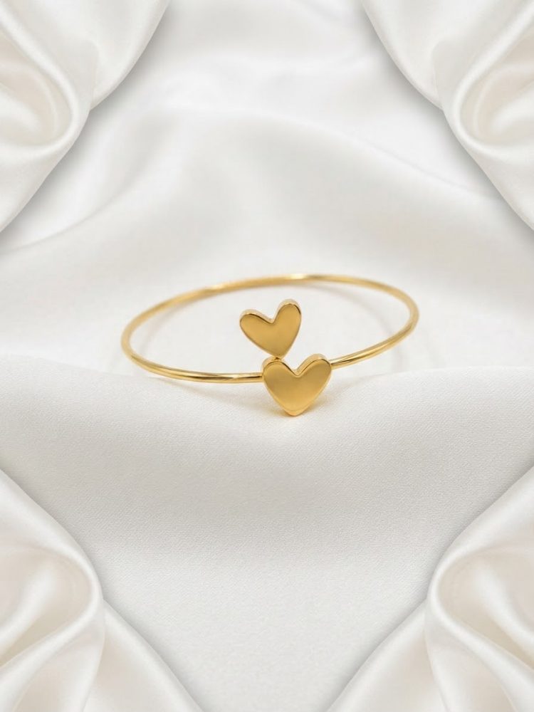 Pulsera Rígida Doble Corazón