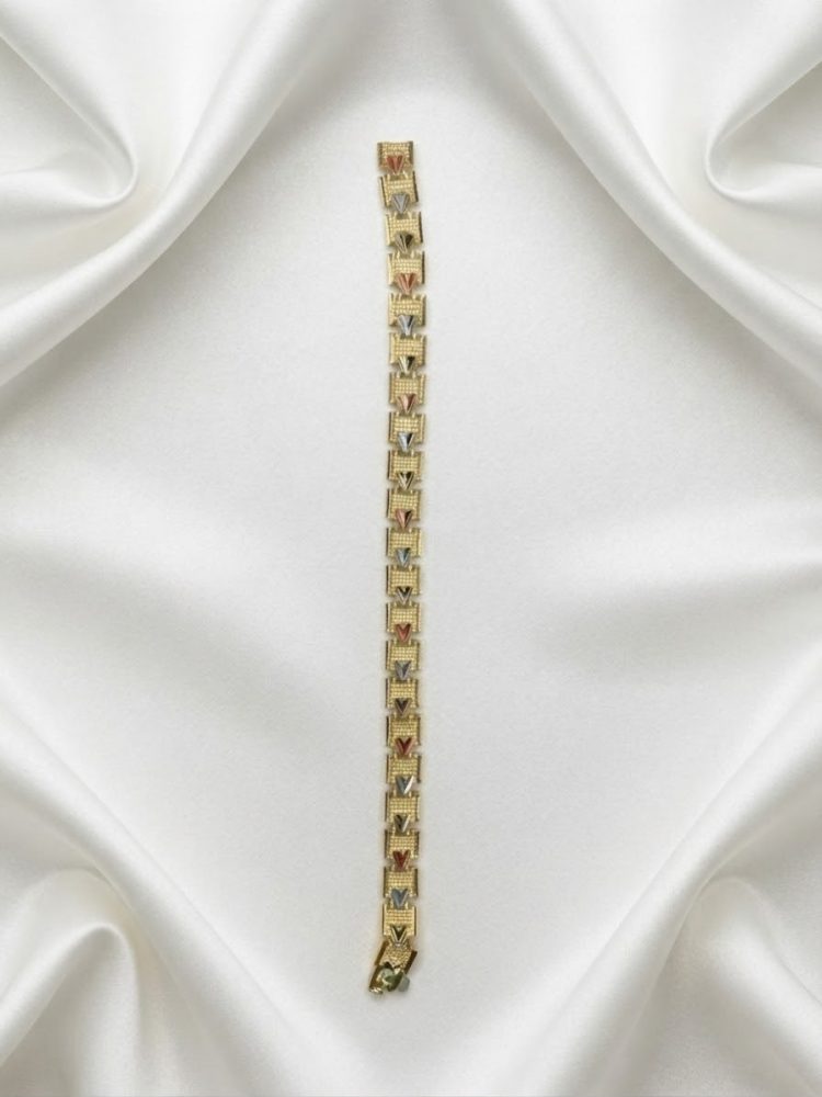 Pulsera Rectangular Tricolor Diamantada