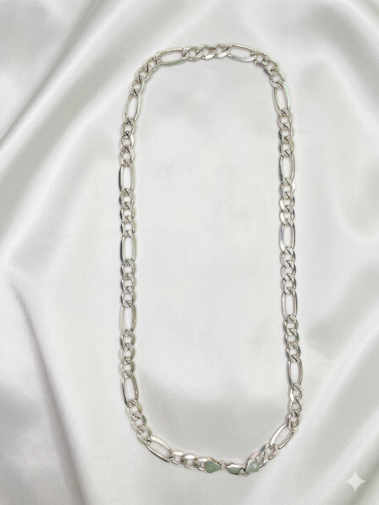 Cadena de Plata Ley 925 Estilo Figaro con Textura Guiada