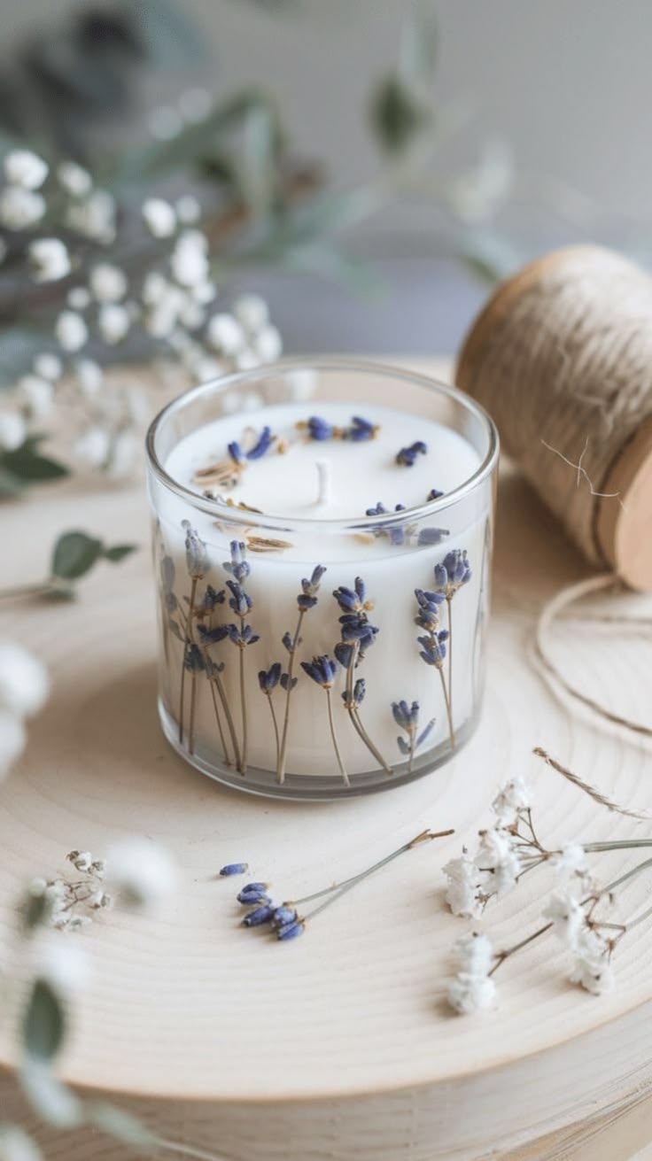Producto Demo 1Vela Aromática de Lavanda con Flores Naturales Secas en Vaso de Vidrio – Relajante y Decorativa para Spa en Casa
