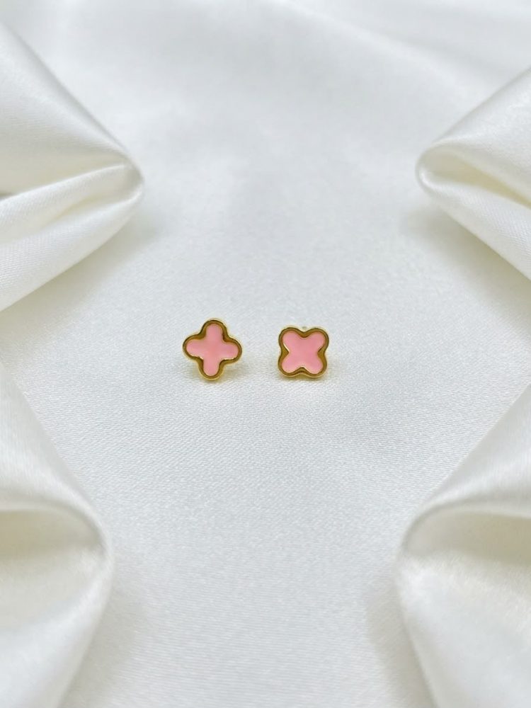 Broqueles Trébol Rosa Pastel