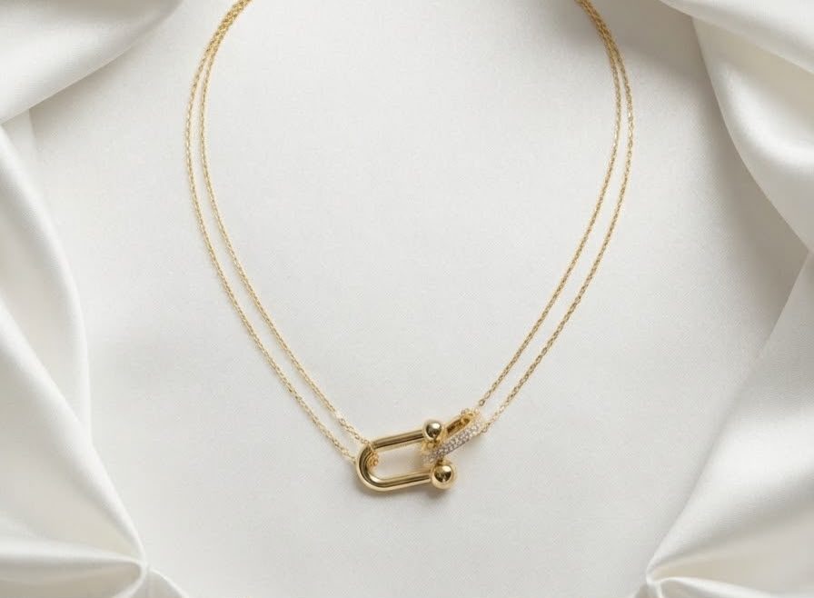 Collar Doble Hilo Eslabón Candado
