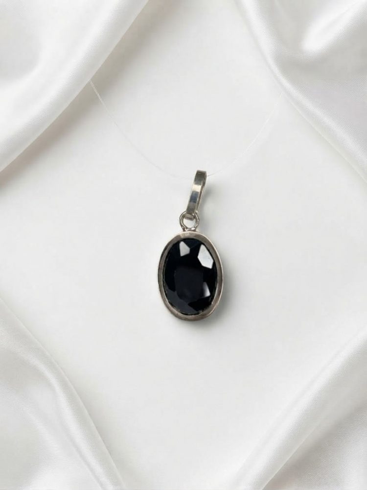 Dije Solitario Ovalado Cristal Negro