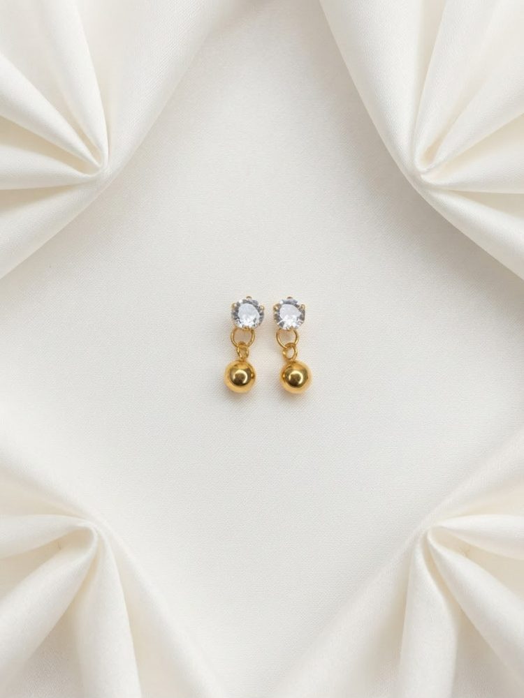 Aretes Colgantes Esfera y Circonia