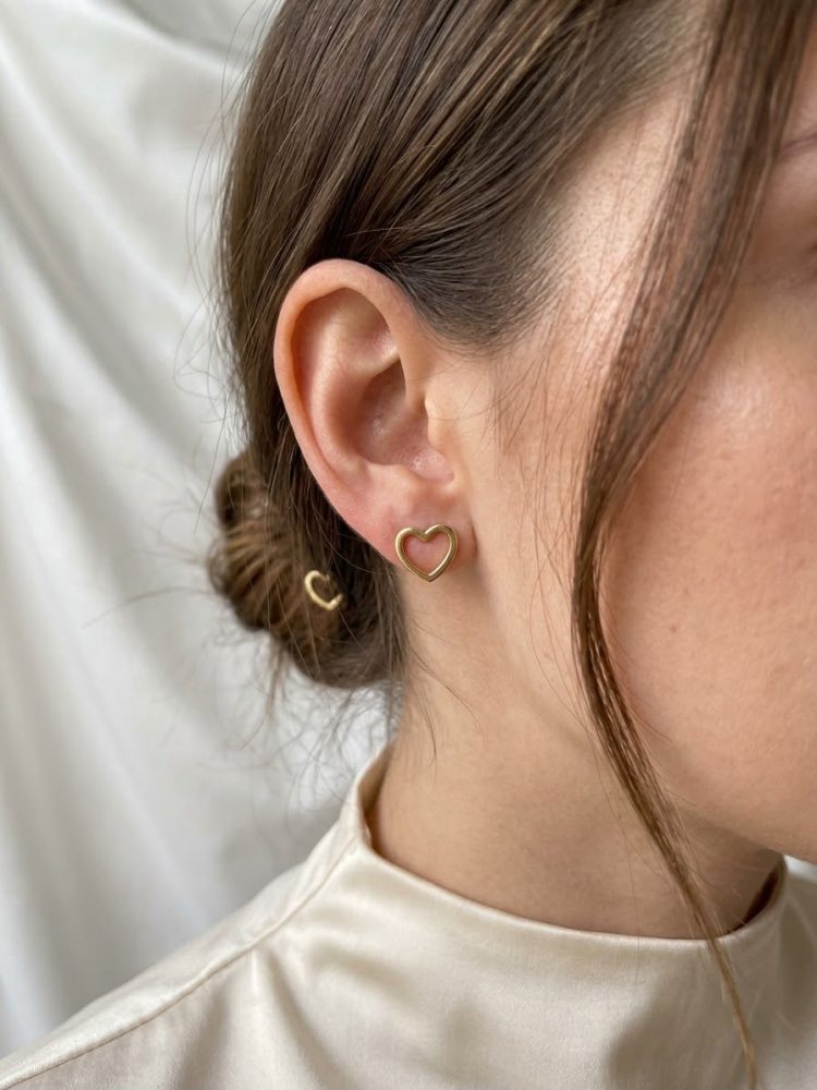Aretes Broquel Corazón Calado
