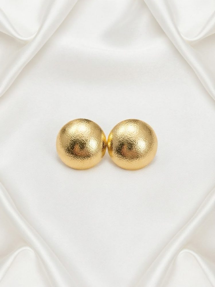 Aretes Botón Esfera Abombada Texturizada