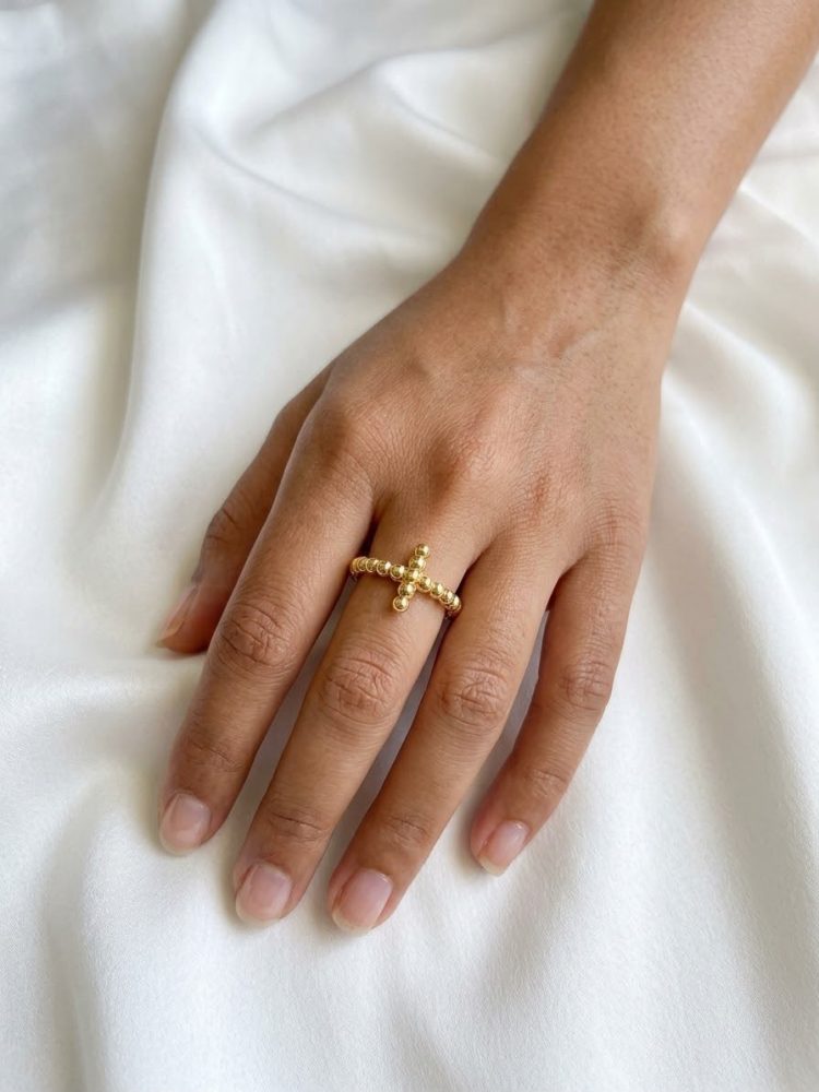 Anillo Ajustable Cruz de Balines