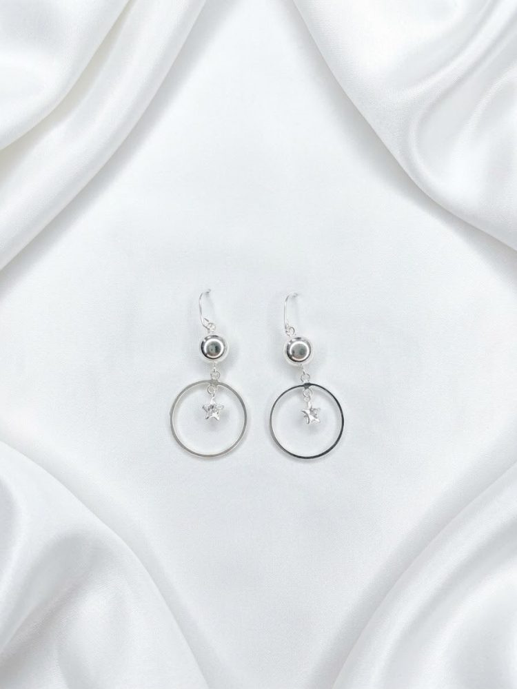 Aretes Largos Barra, Aros y Esfera