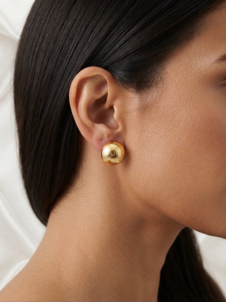 Aretes Botón Esfera Abombada Texturizada