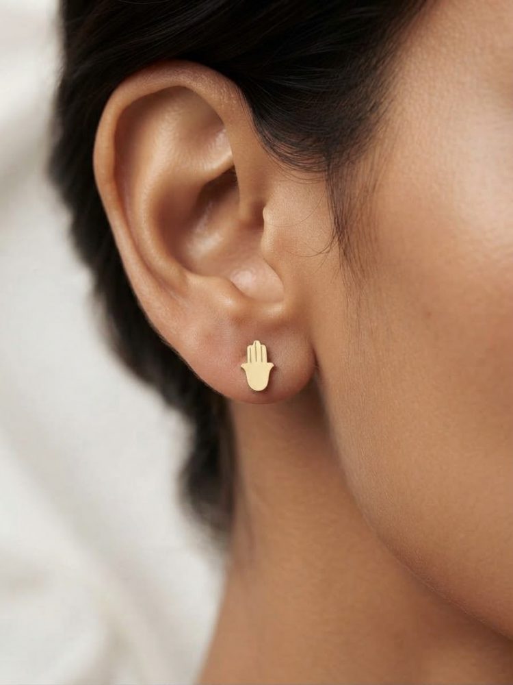 Broqueles Mano de Hamsa Pulida