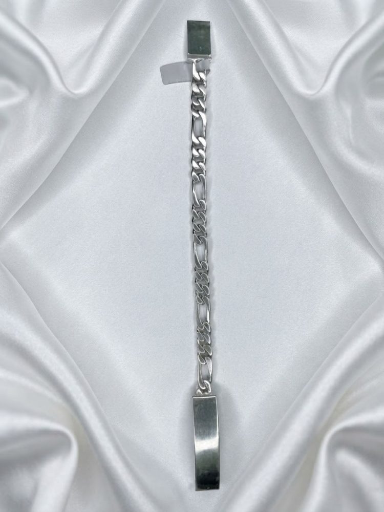 Pulsera Esclava Tejido Figaro 3x1 con Placa