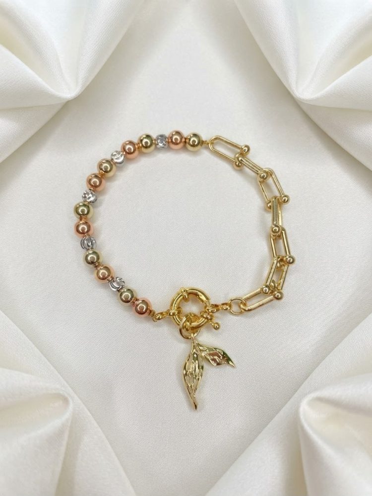 Pulsera Híbrida Balines Tricolor y Cola de Sirena